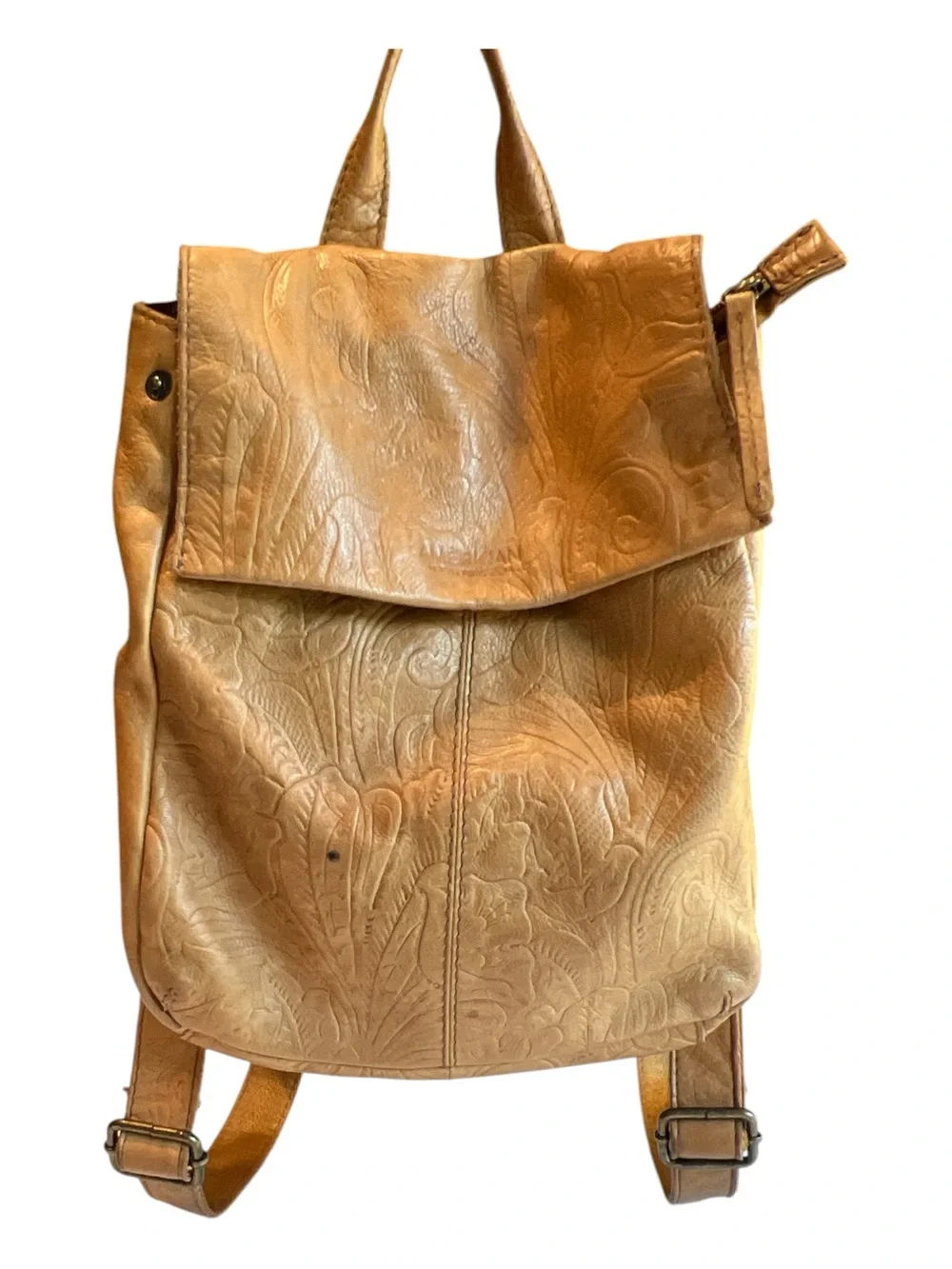 American Leather Co. Liberty Backpack in a warm tan/cafe latte shade.